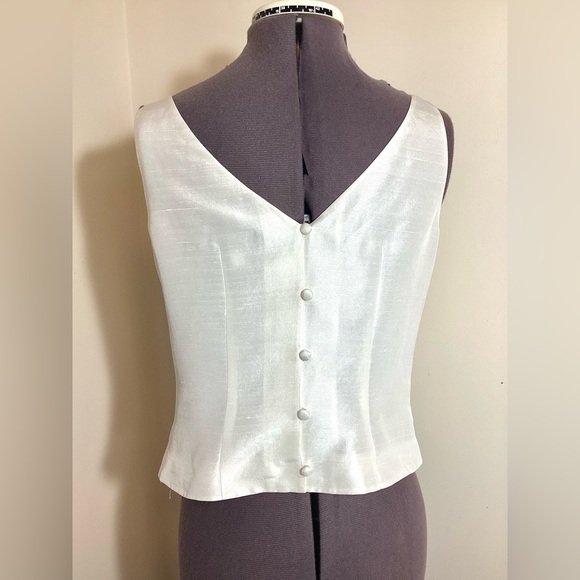 Vtg Anne Taylor Satin Silk Beaded Top 6P Ivory Bridal Wedding Separates Sparkle - Picture 4 of 14